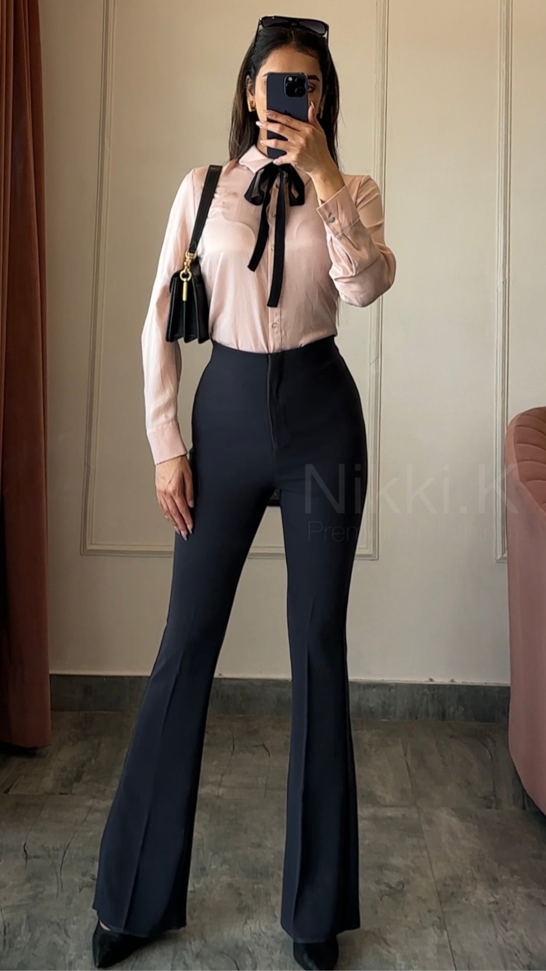 Nikki.K Sculpted High Waist Flared trousers (W/O Pocket)- Graphite Grey (NEW)