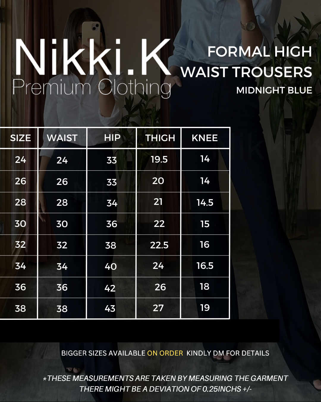 Formal High Waist Soft Flared Trousers- Midnight Blue
