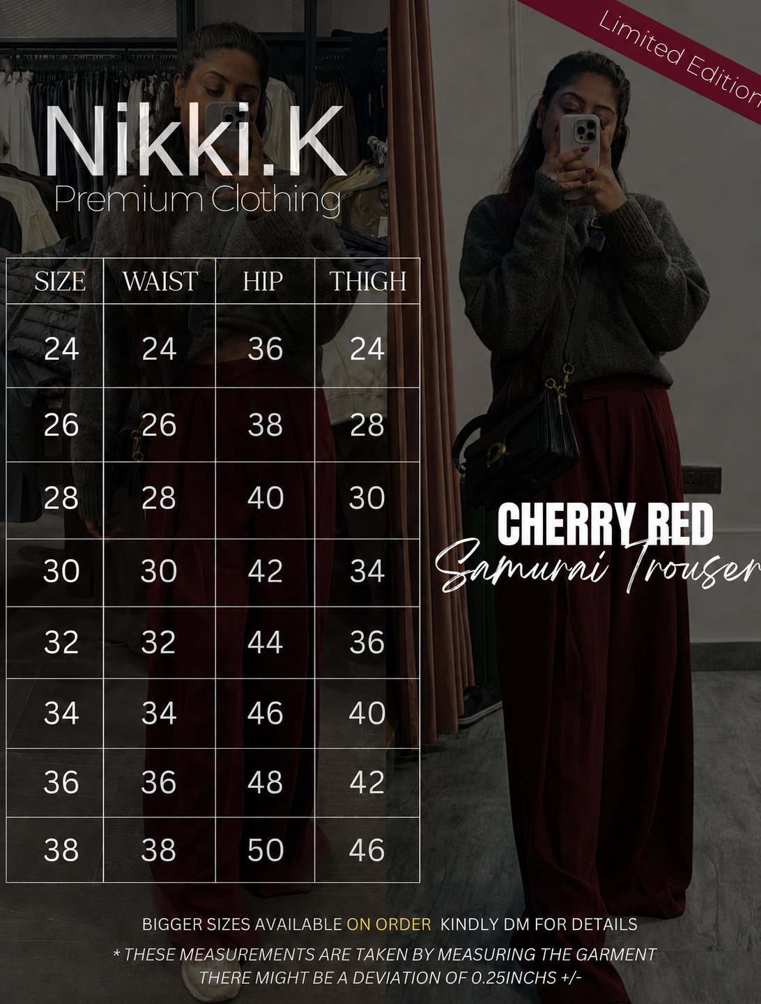 Samurai Trousers- Cherry Red; Limited Edition