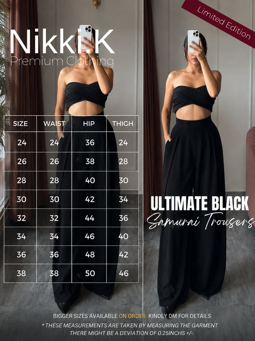 Samurai Trousers- Ultimate Black; Limited Edition