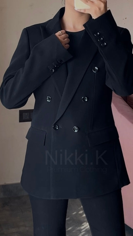 Ultimate Black Blazer with Gold/Black Button Detailing- ONLY BLAZER; 5299/- 1st April Onwards