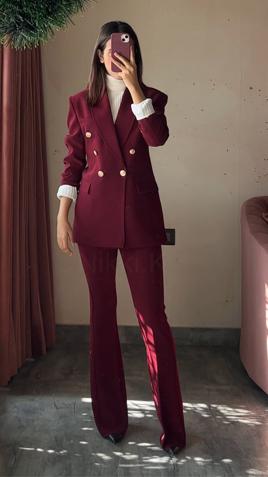 Limited Holiday Edition- Pant suit set with Blazer + Sculpted Trousers (Set of 2)