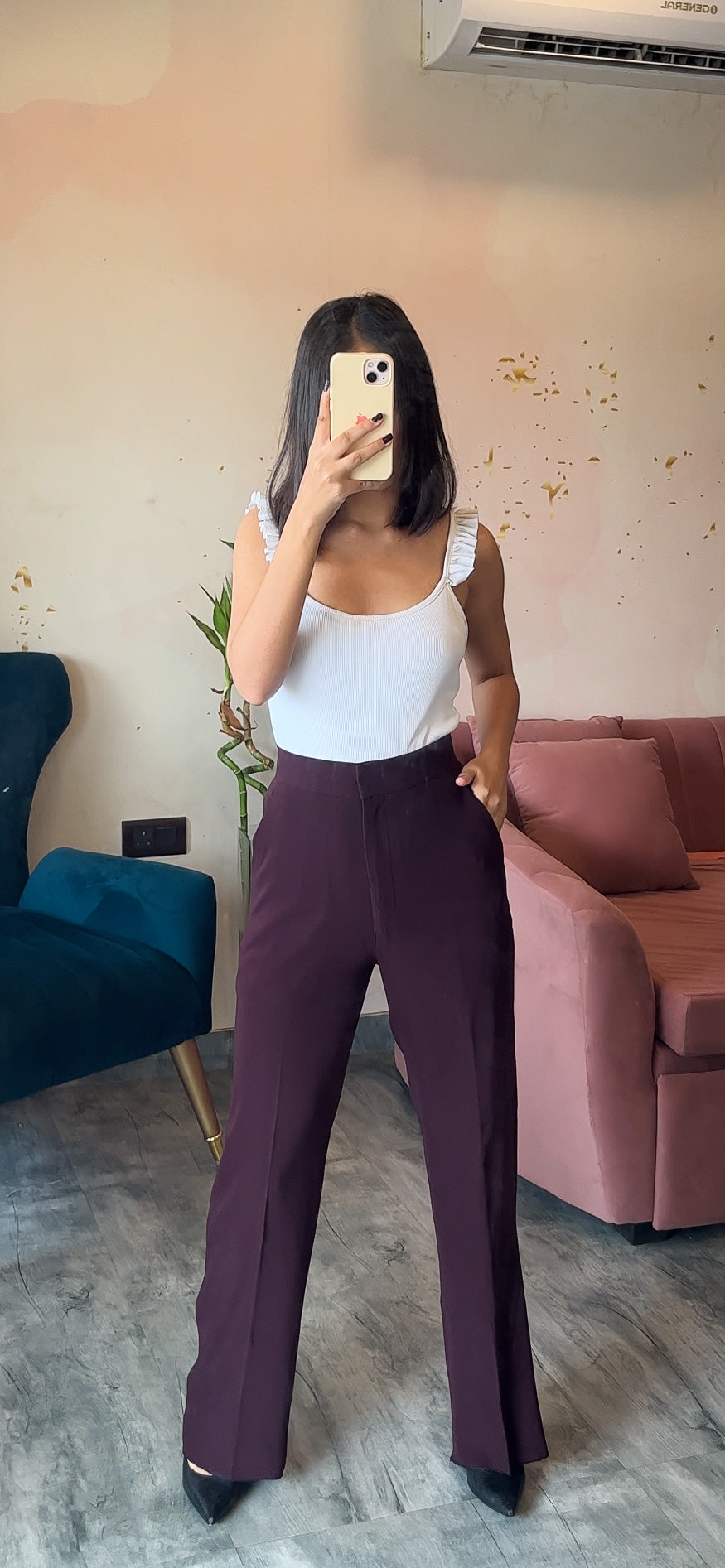 Wide Leg Trousers- French Wine
