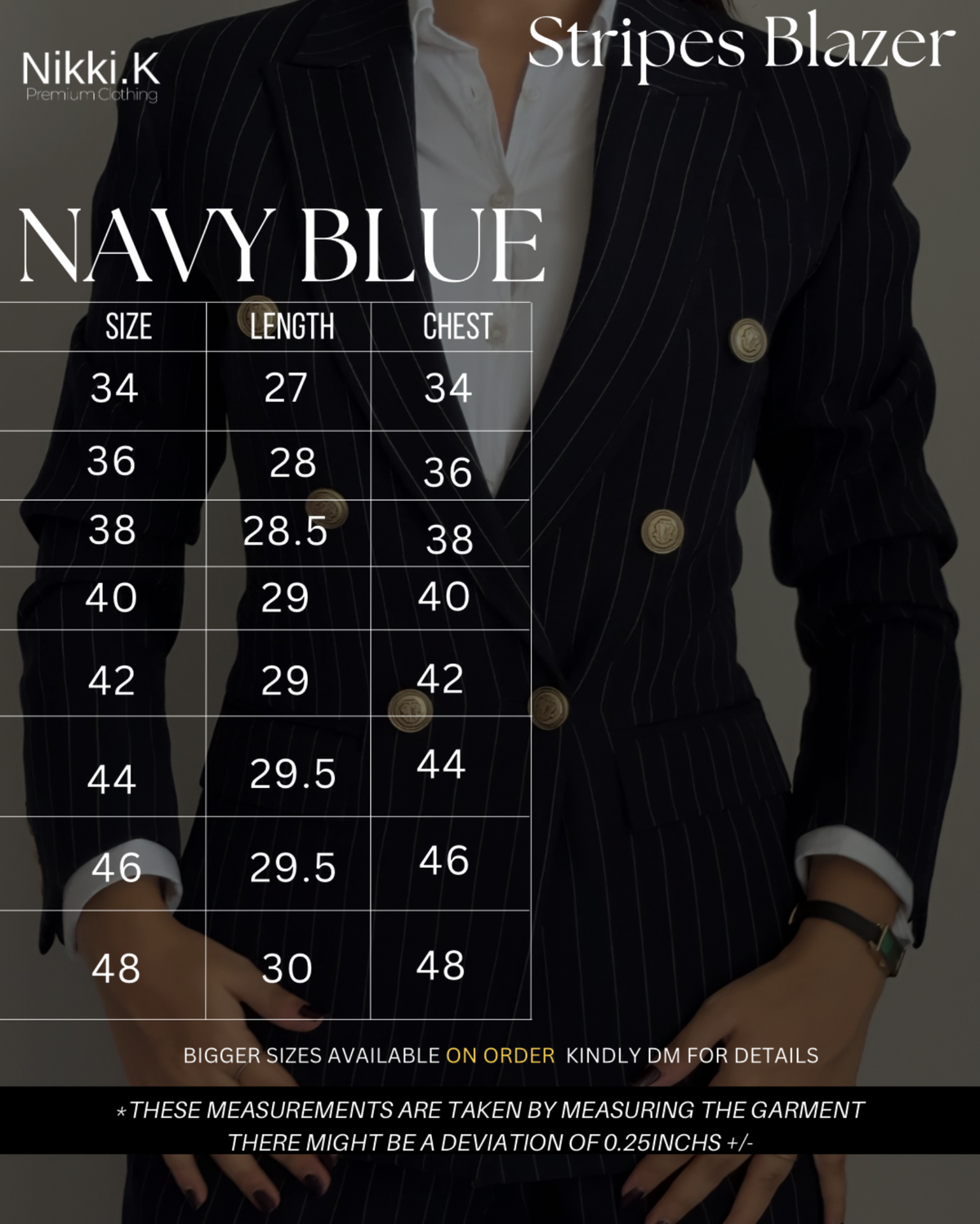 Dark Blue Stripes Blazer + Trousers Set - NEW