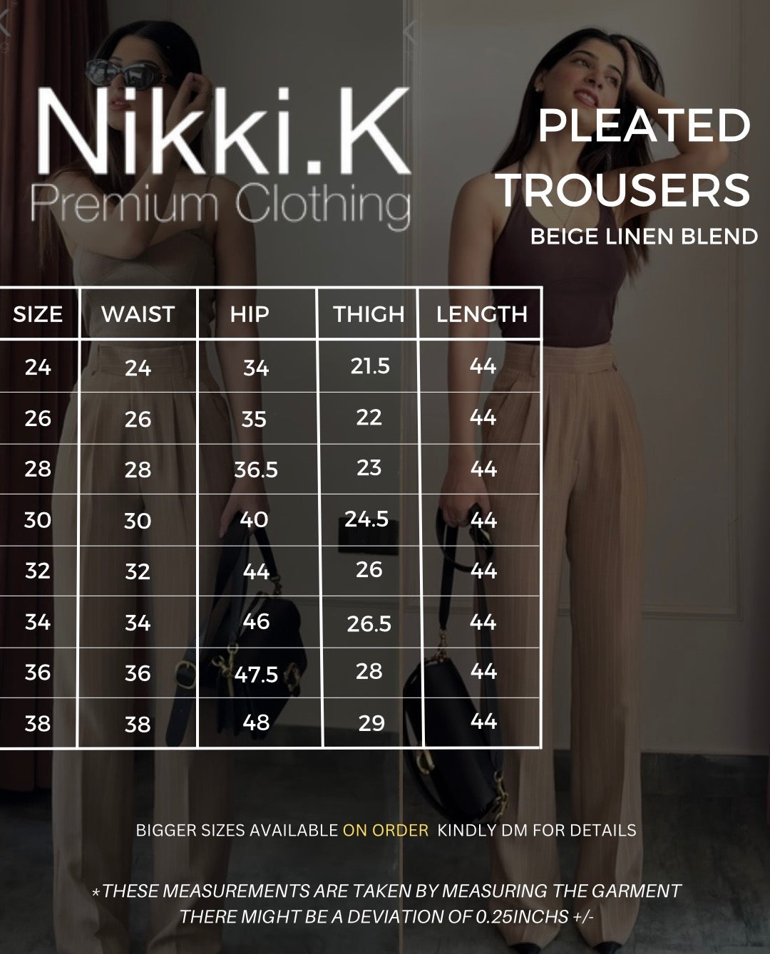 Beige linen blend pleated trousers- Summer Must have! ( Limited Edition )