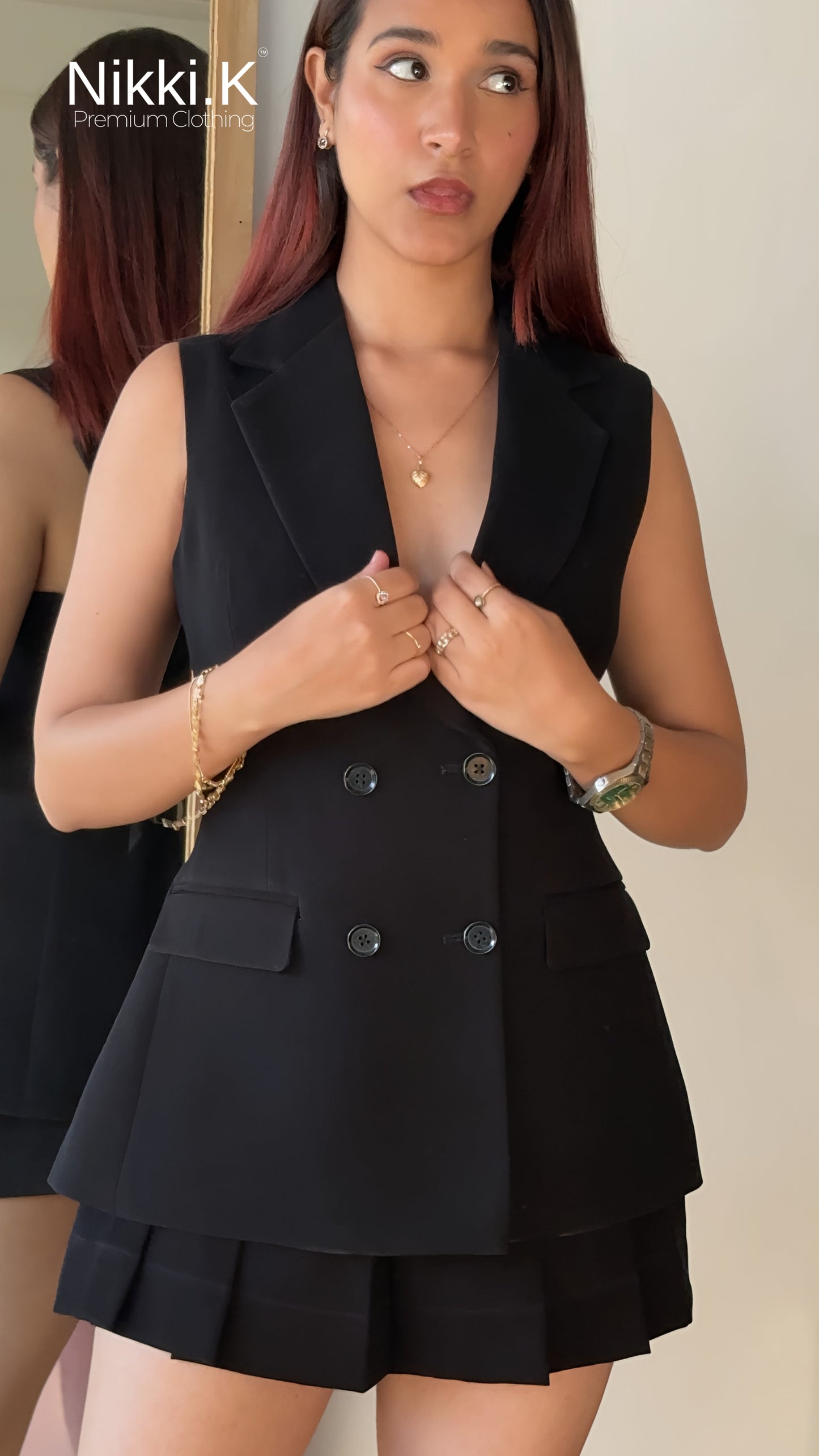 Waistcoat + Skort Set- Ultimate Black