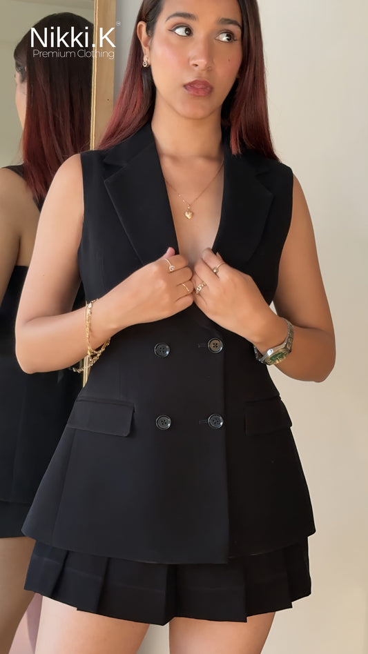 Waistcoat + Skort Set- Ultimate Black