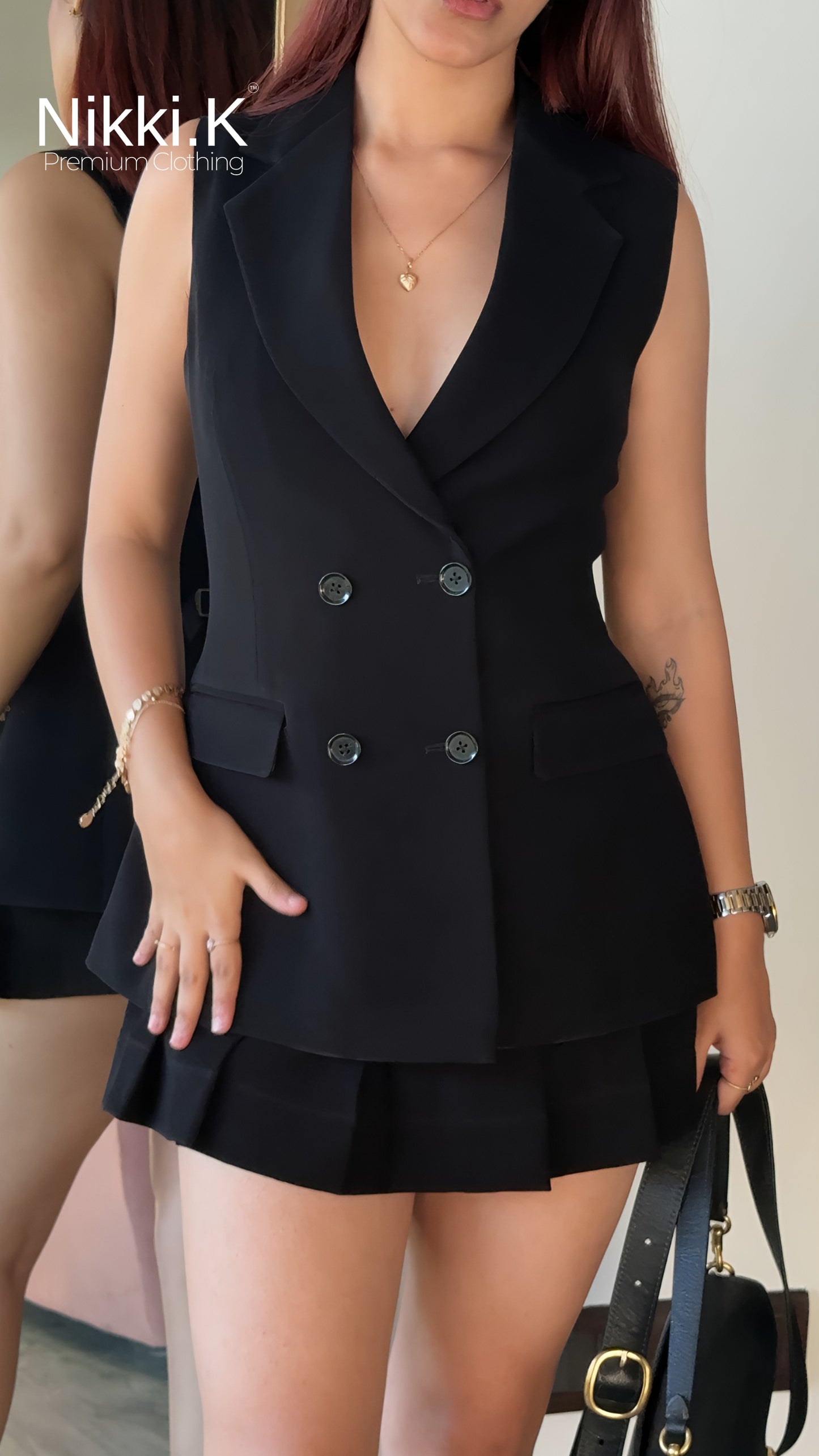 Waistcoat + Skort Set- Ultimate Black