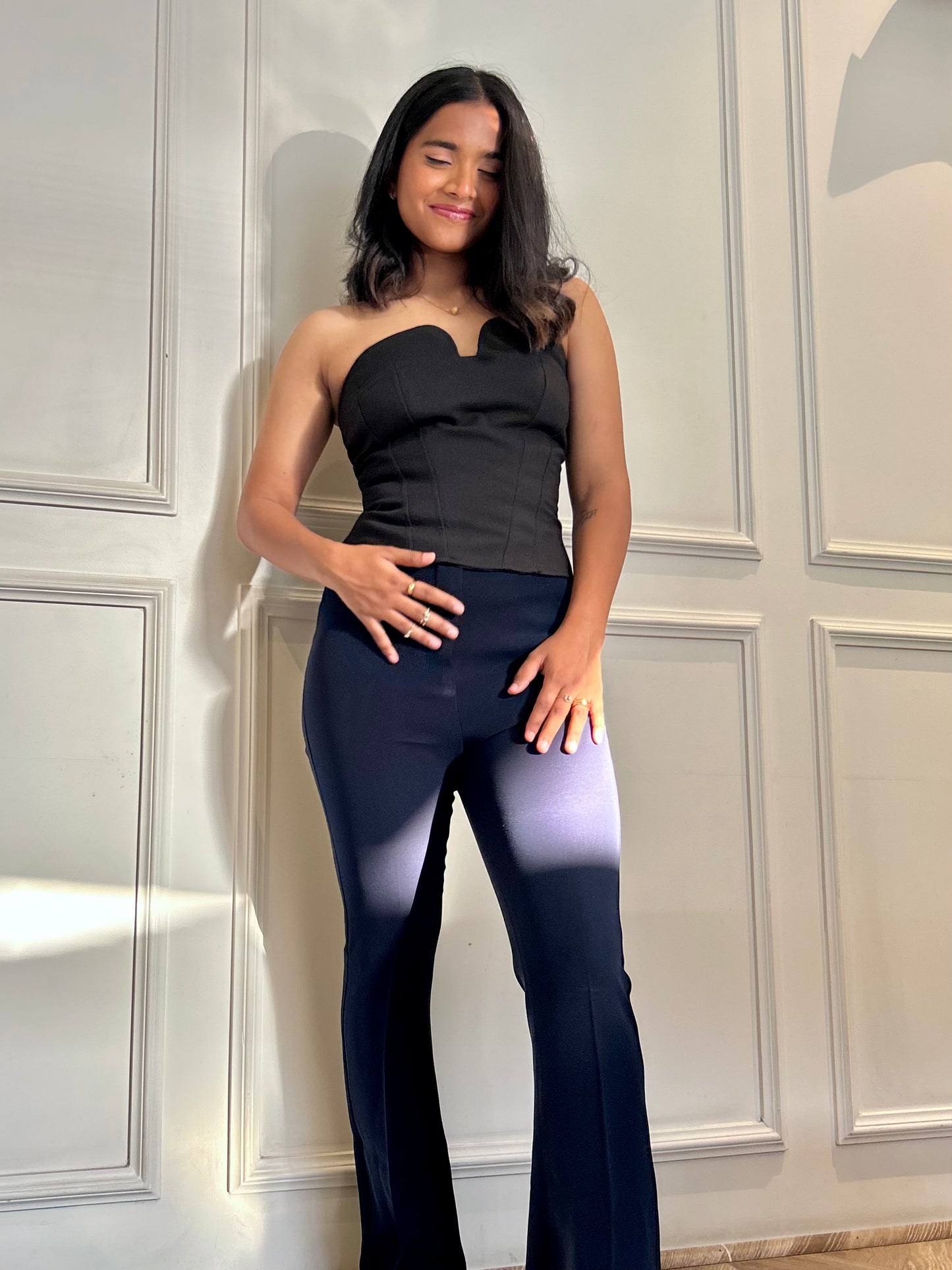 Sculpted High Waist Flared trousers (W/O Pocket)- Ultimate Black;2923/- 1st April onwards