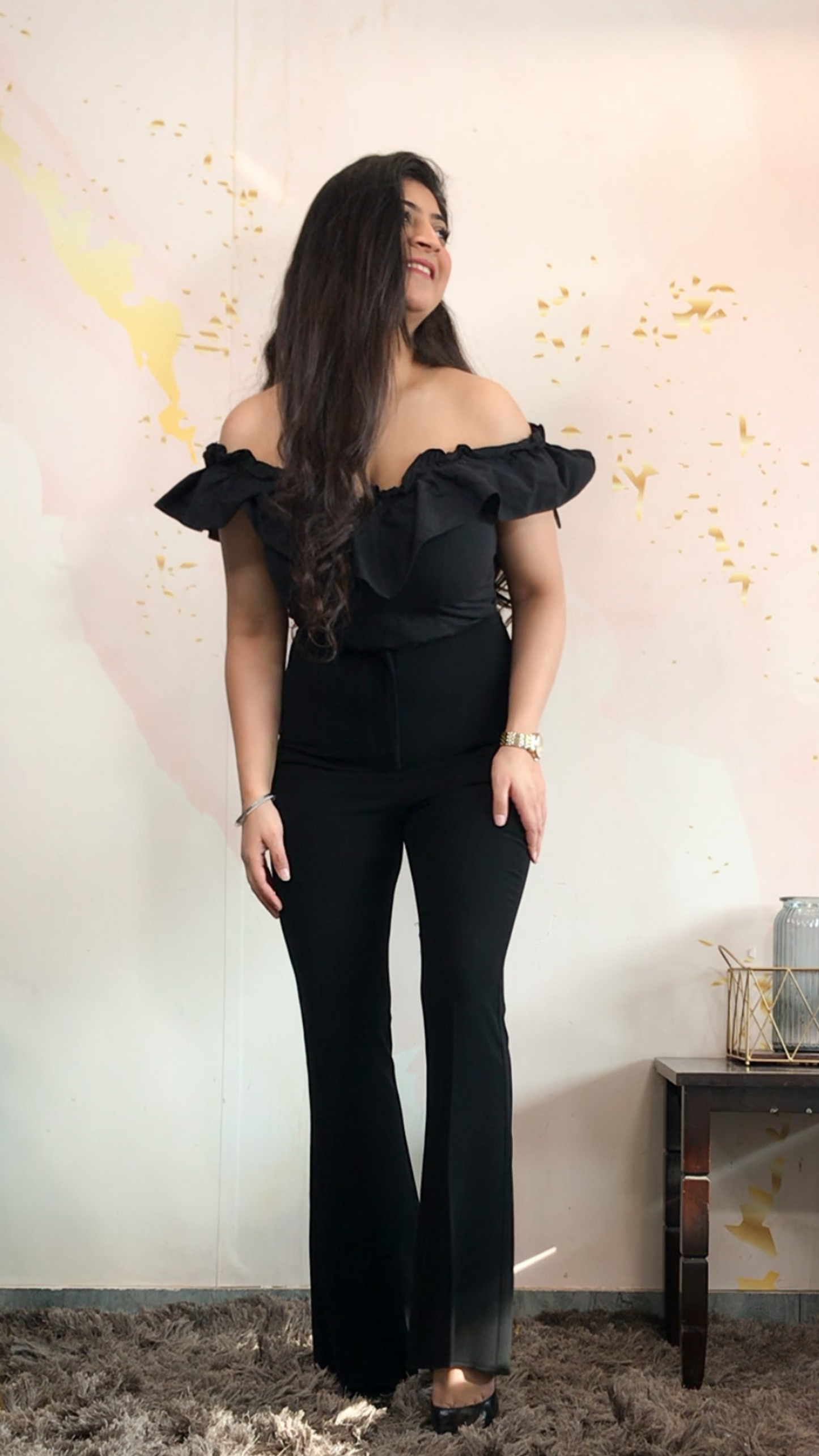 Sculpted High Waist Flared trousers (W/O Pocket)- Ultimate Black