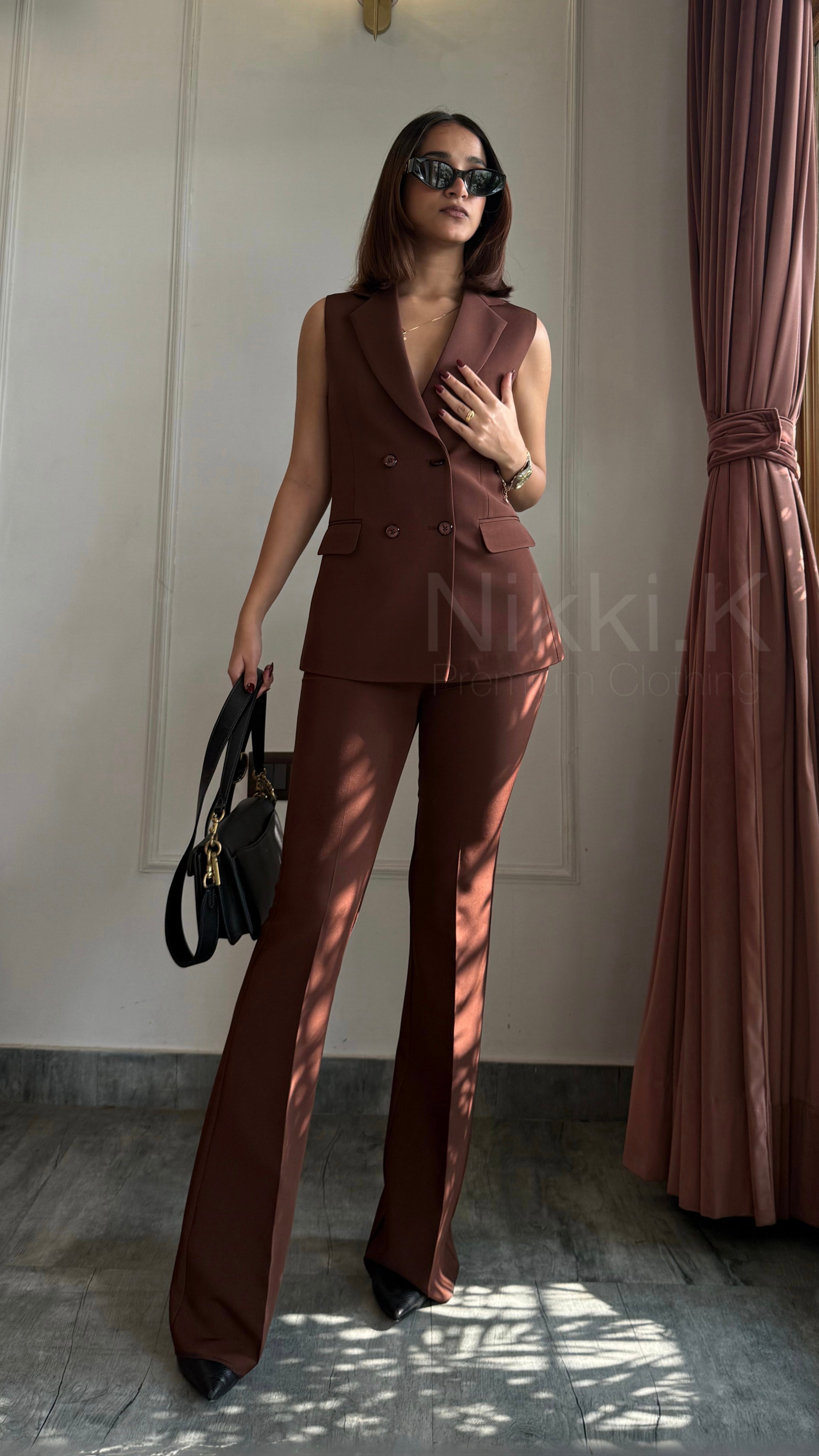 Limited edition- WaistCoat Set of two- Mocha Mousse; Waistcoat + Nikki.K trousers