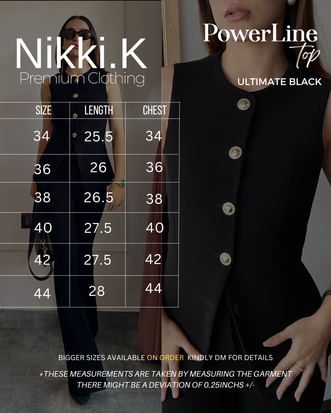 Powerline top + Pleated Trousers Set- Ultimate Black (NEW!)
