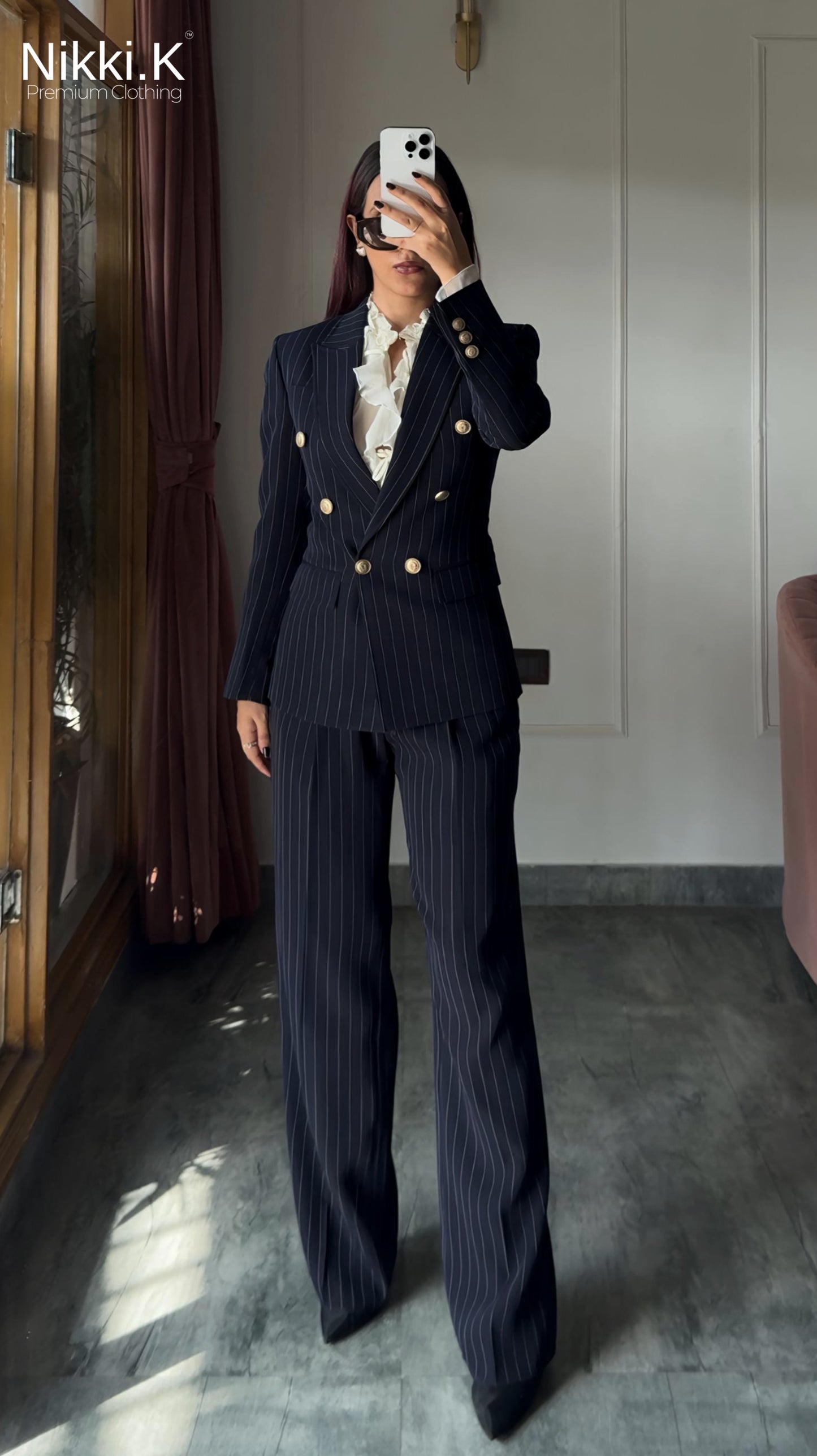 Dark Blue Stripes Blazer + Trousers Set - NEW