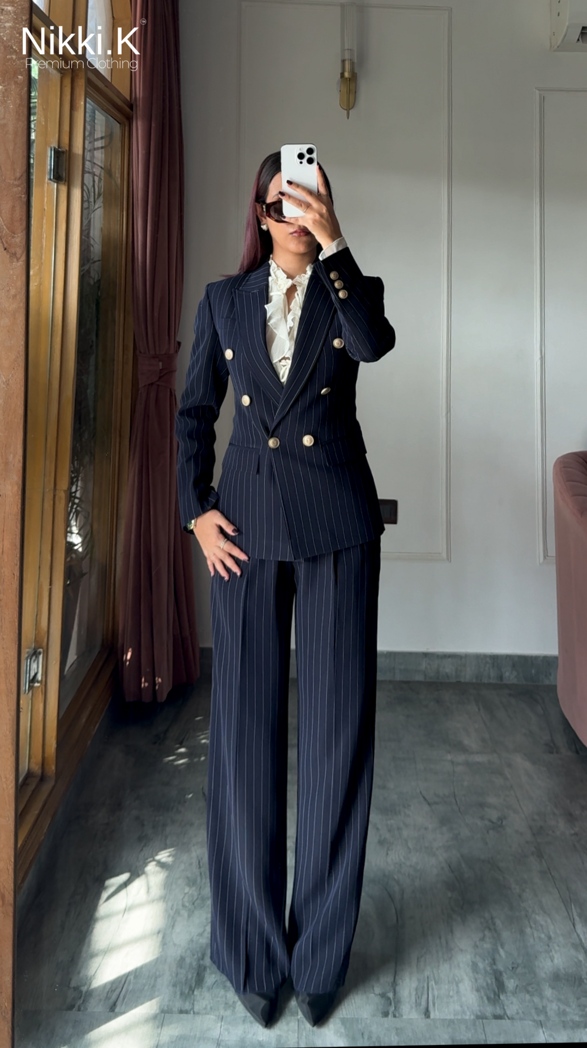 Dark Blue Stripes Blazer + Trousers Set - NEW