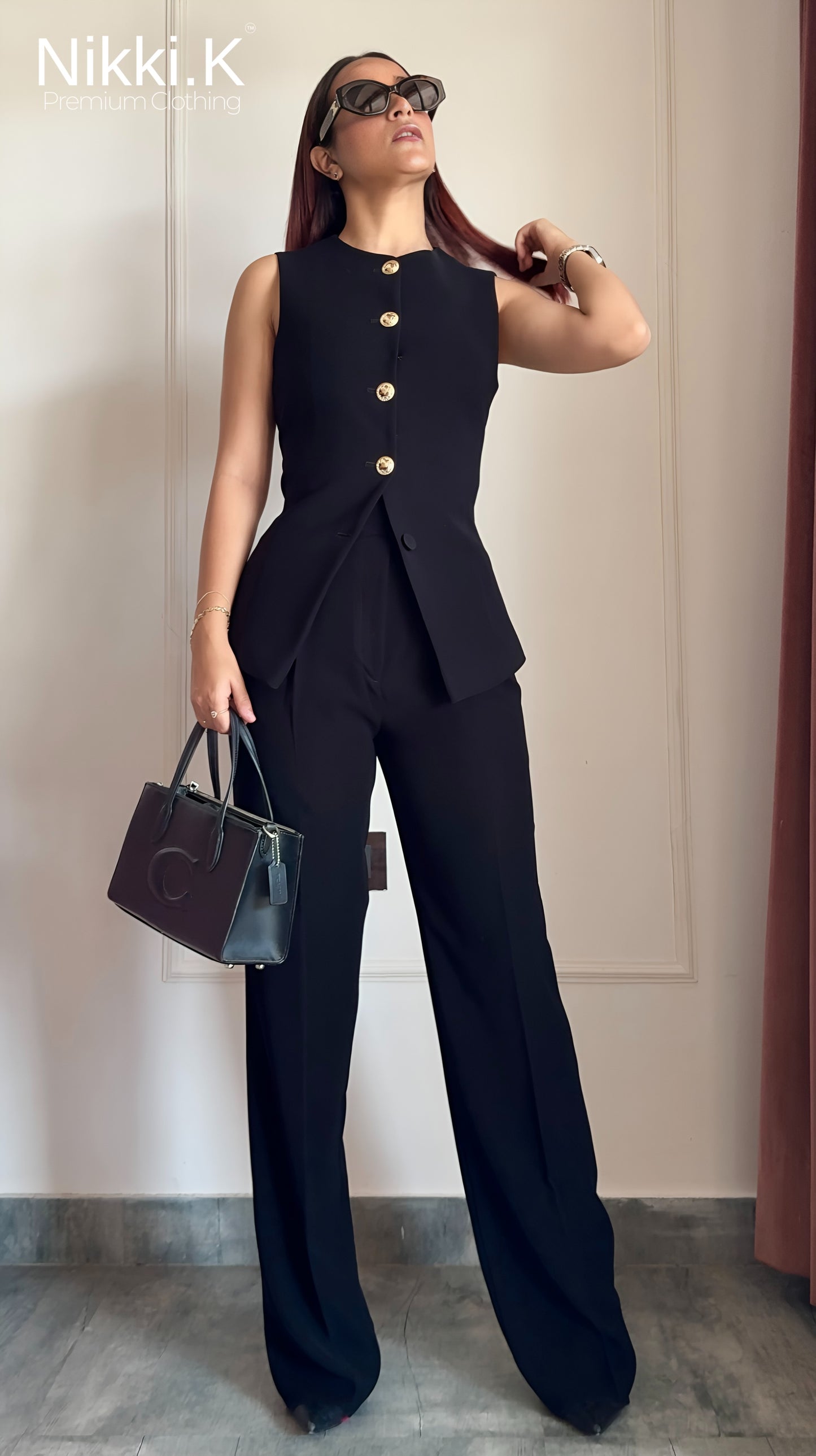 Powerline top + Pleated Trousers Set- Ultimate Black (NEW!)