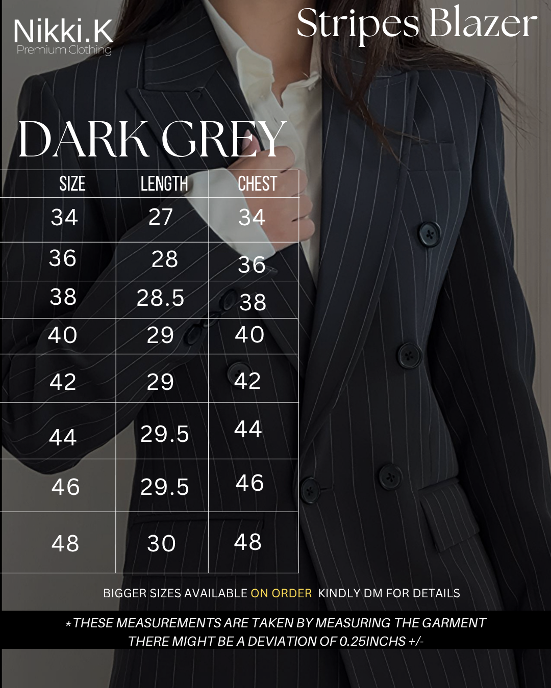 Dark Grey Stripes Blazer + Pleated Trousers set: PREORDER