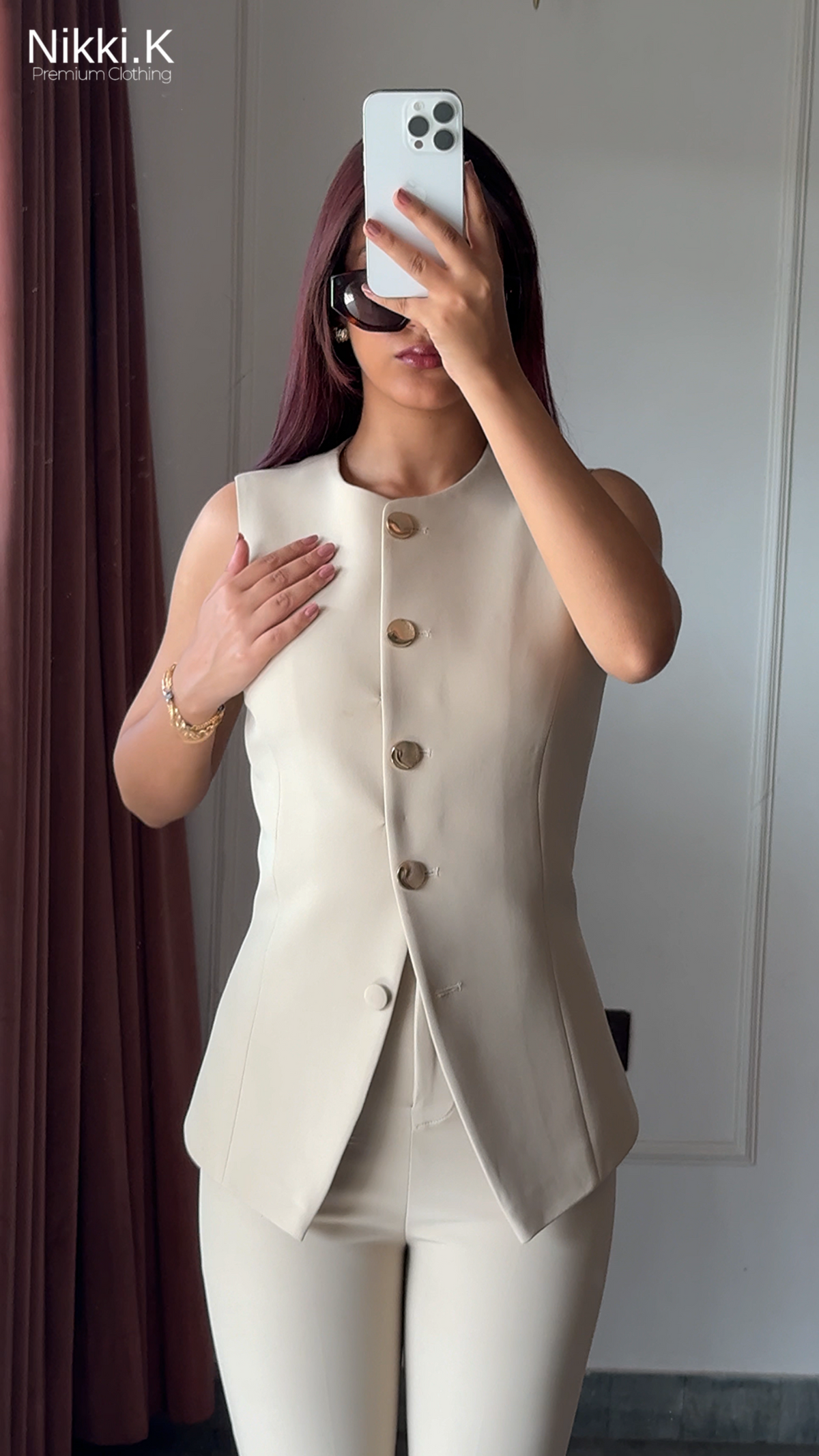 Egg White PowerSet- Powerline Top + Sculpted trousers
