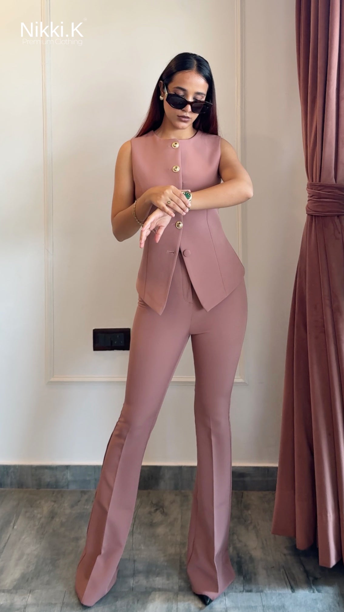 Powerline Top + Sculpted Trousers SET: Mauve Pink - New