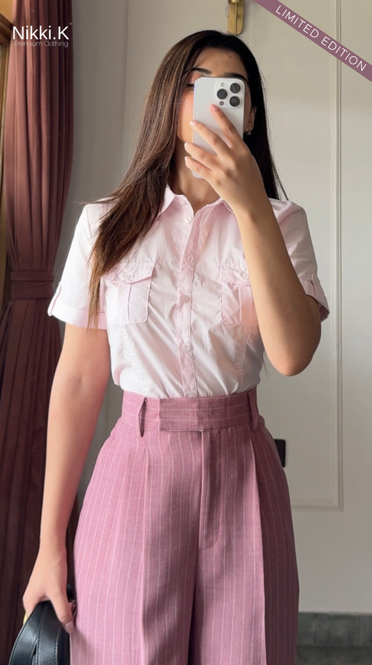 Raspberry Pink Linen Blend Pleated Trousers- Summer Must Have! (Limited Edition)