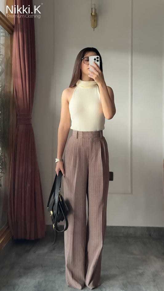 Nutmeg linen blend pleated trousers- Summer must have! (Limited Edition)