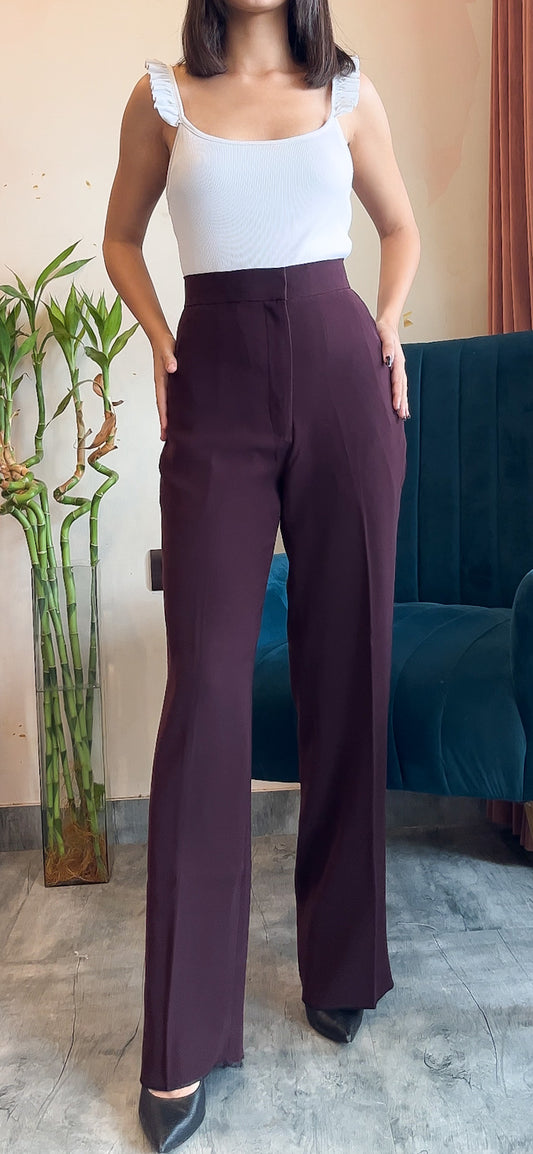 Wide Leg Trousers- French Wine