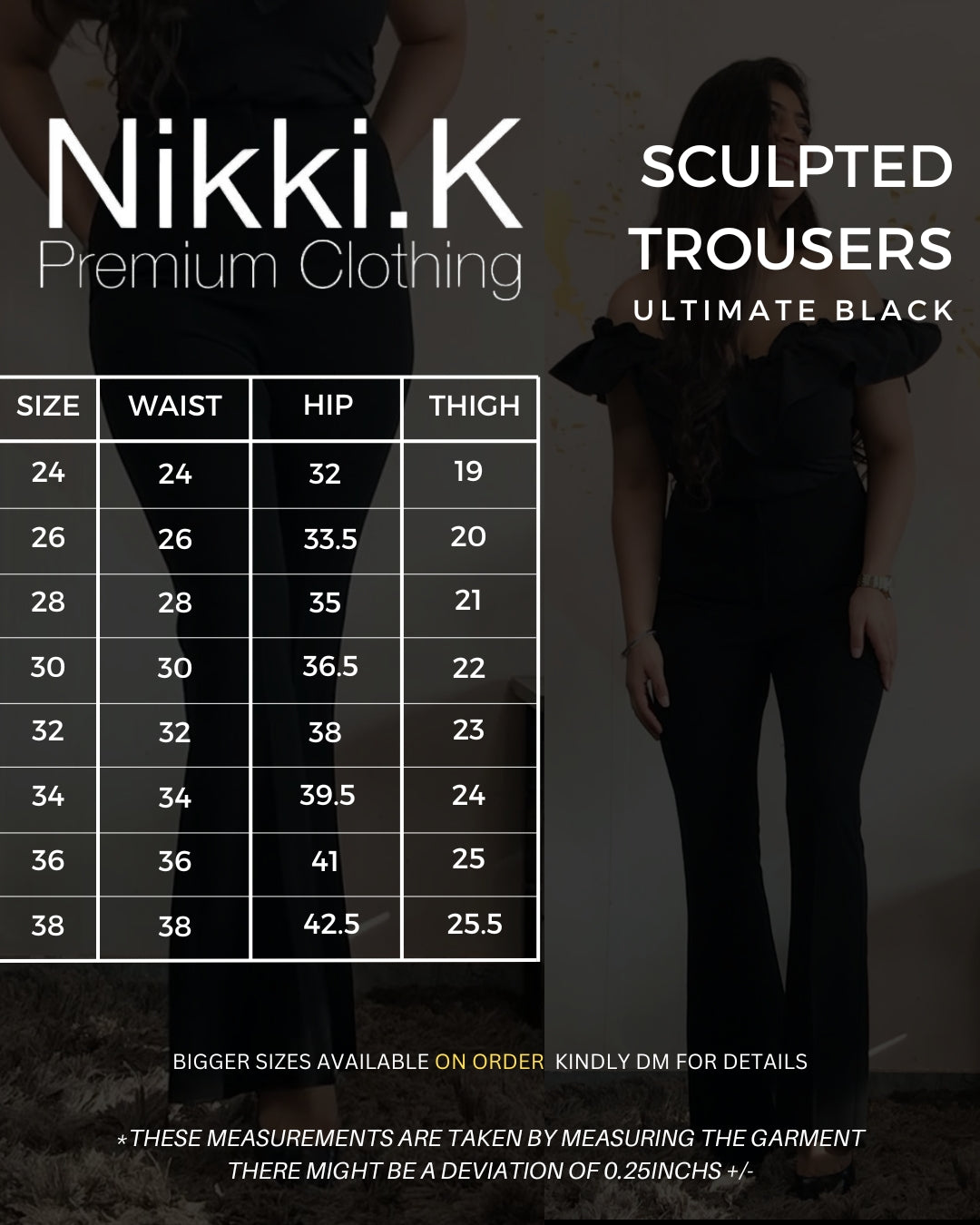 Sculpted High Waist Flared trousers (W/O Pocket)- Ultimate Black;2923/- 1st April onwards