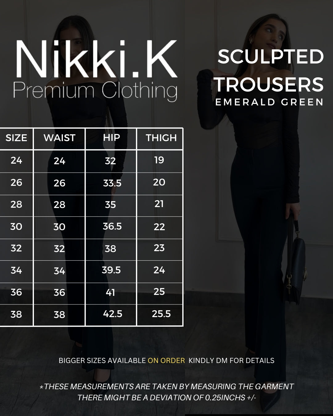 Sculpted High Waist Flared trousers (W/O Pocket)- Emerald Green (NEW)