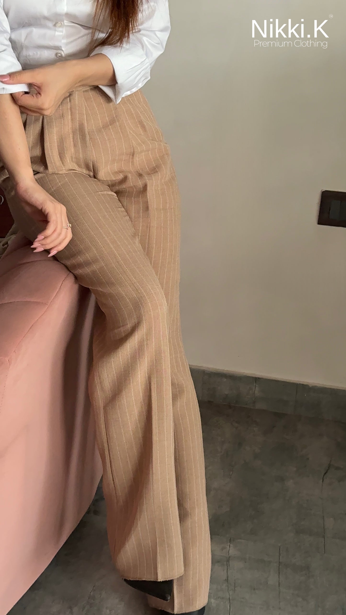 Beige linen blend pleated trousers- Summer Must have! ( Limited Edition )