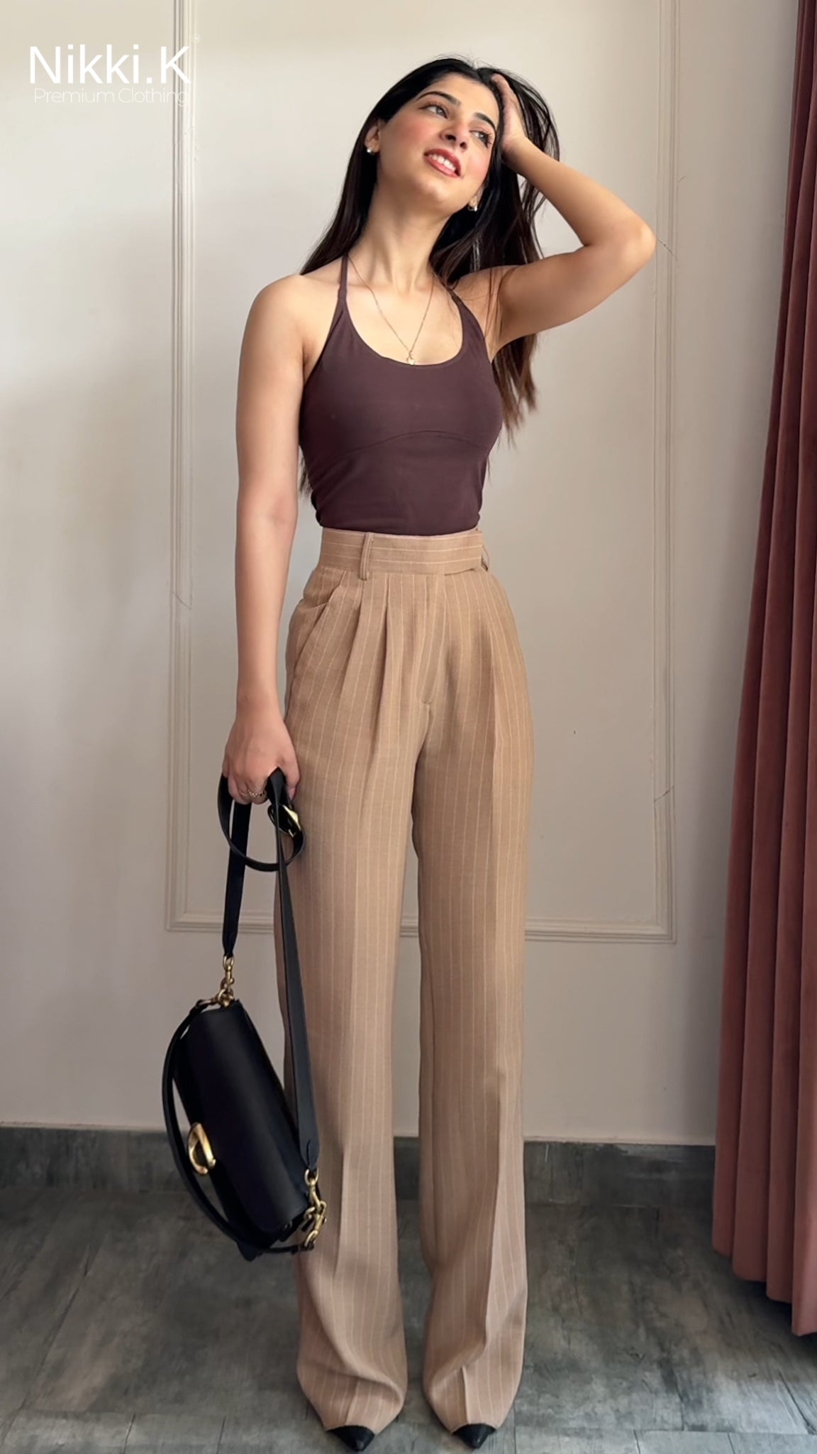 Beige linen blend pleated trousers- Summer Must have! ( Limited Edition )