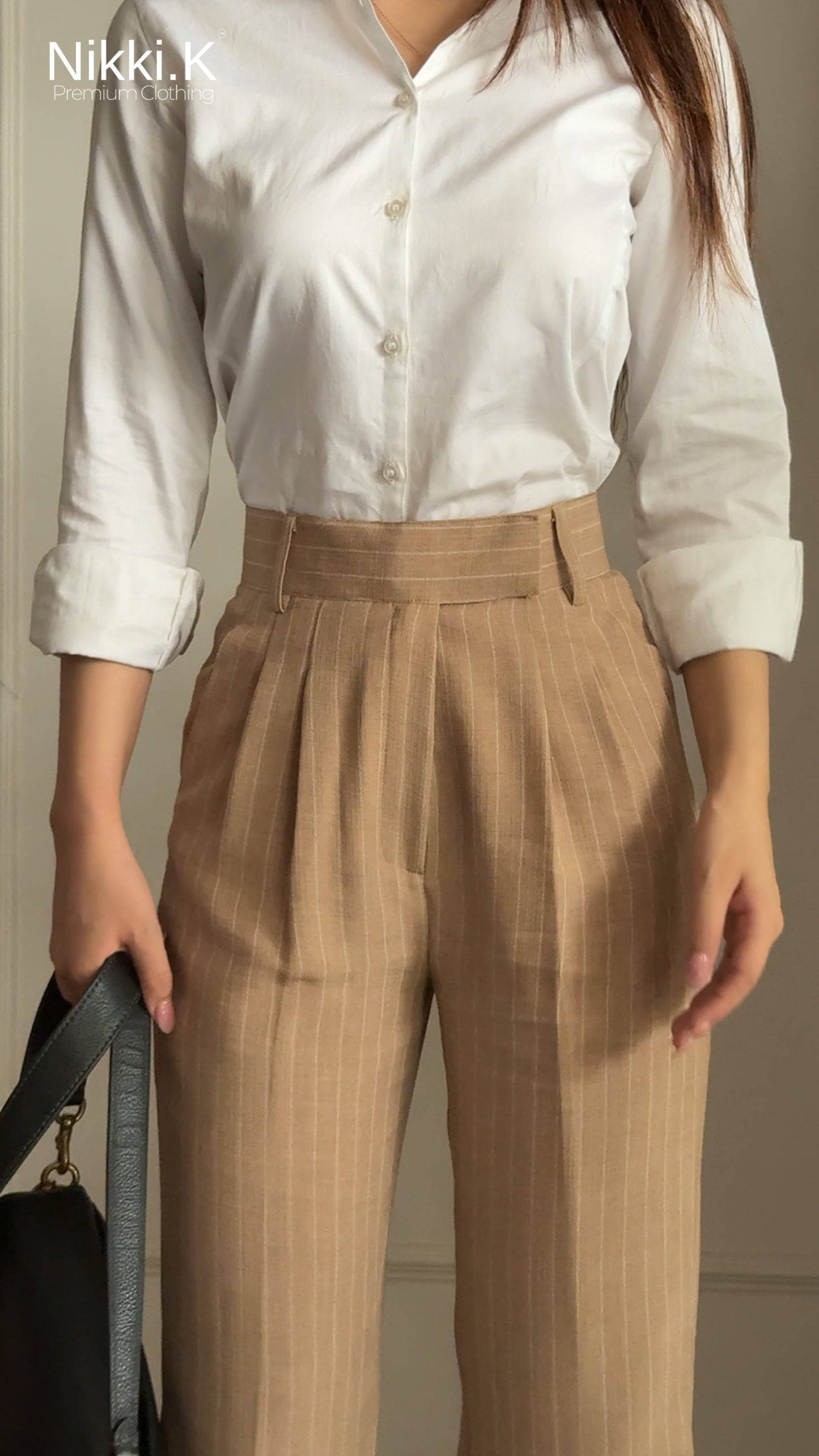 Beige linen blend pleated trousers- Summer Must have! ( Limited Edition )
