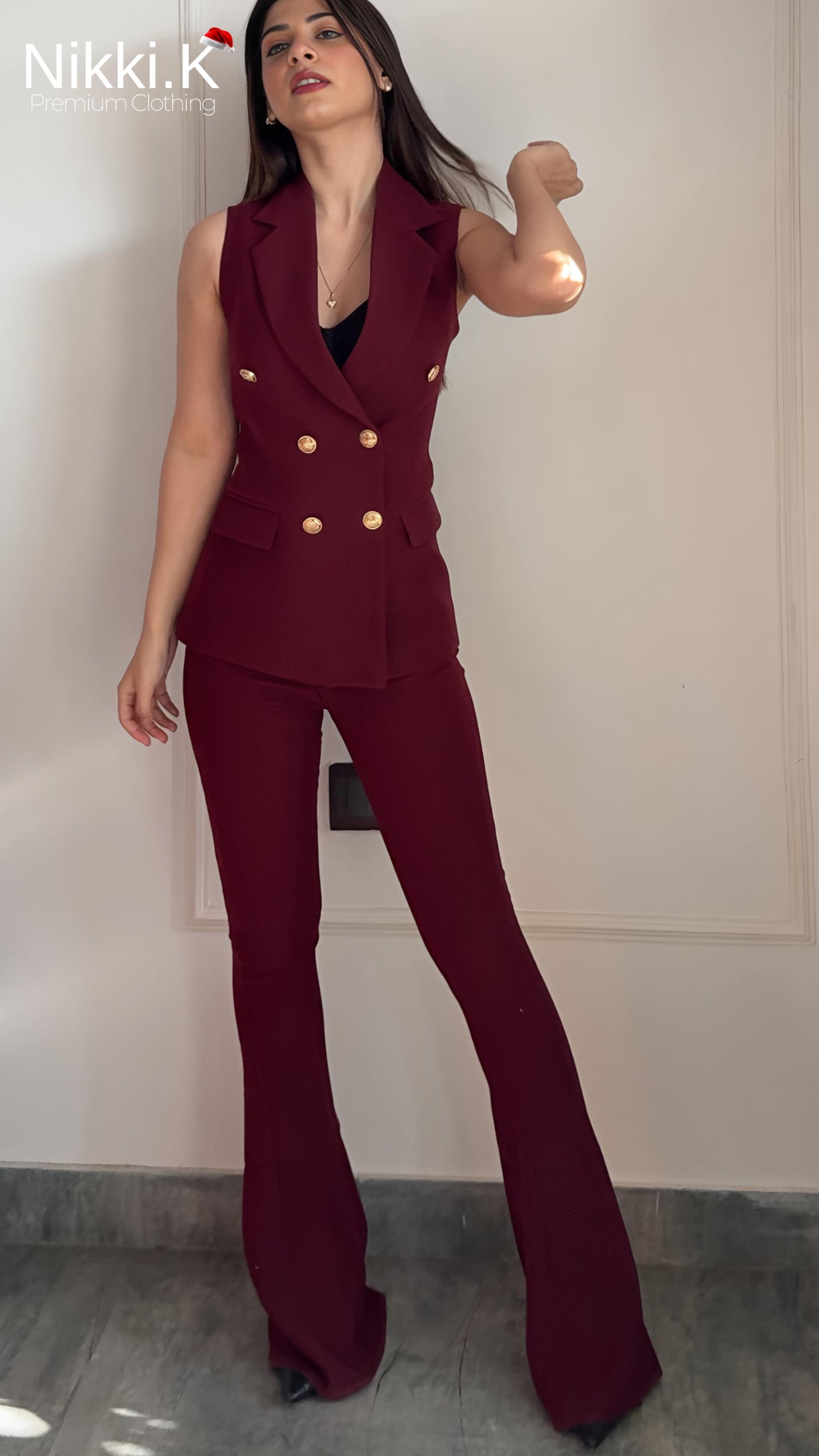 Cherry Red Waistcoat + Sculpted Trousers- Limited Edition
