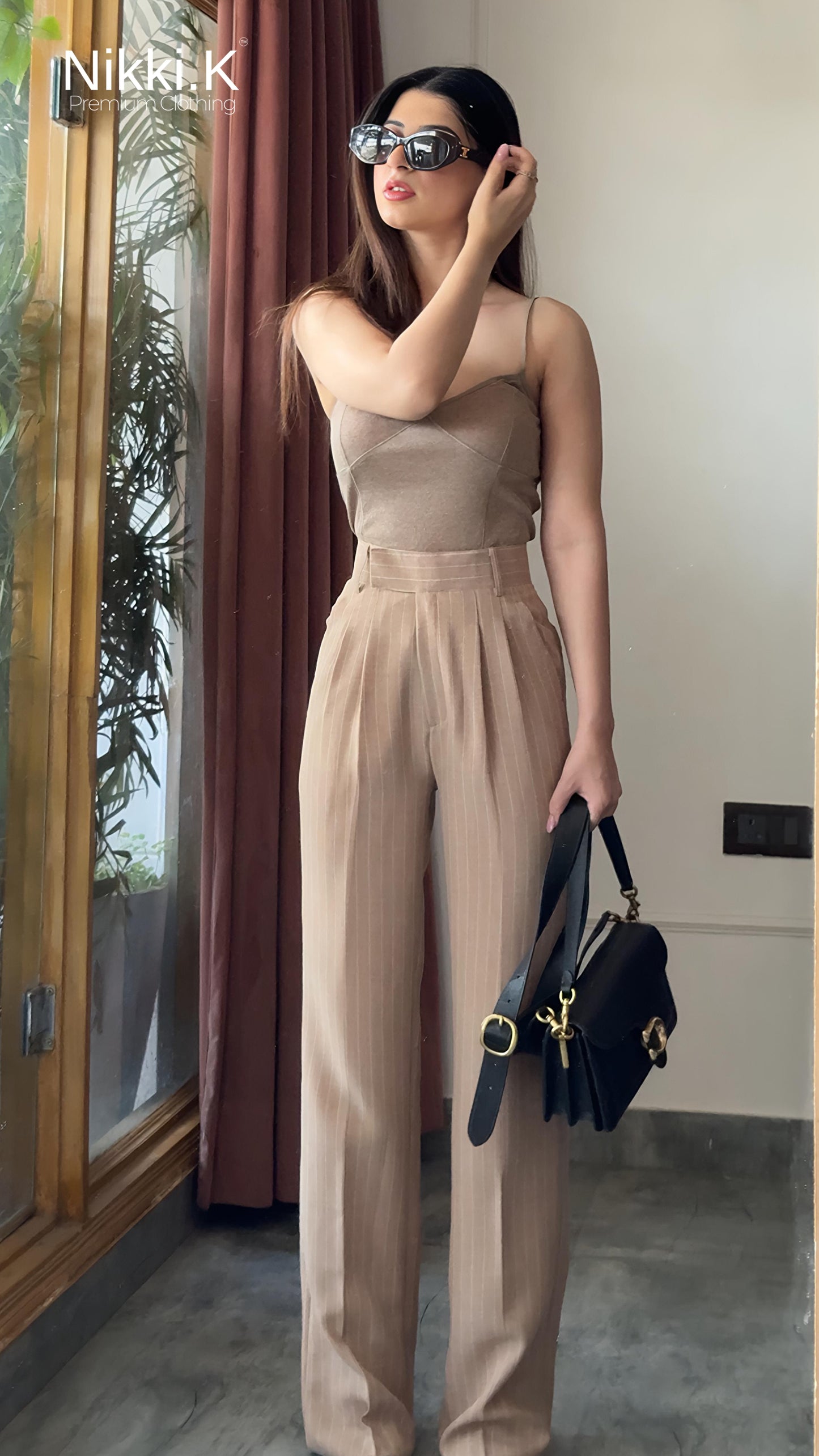 Beige linen blend pleated trousers- Summer Must have! ( Limited Edition )