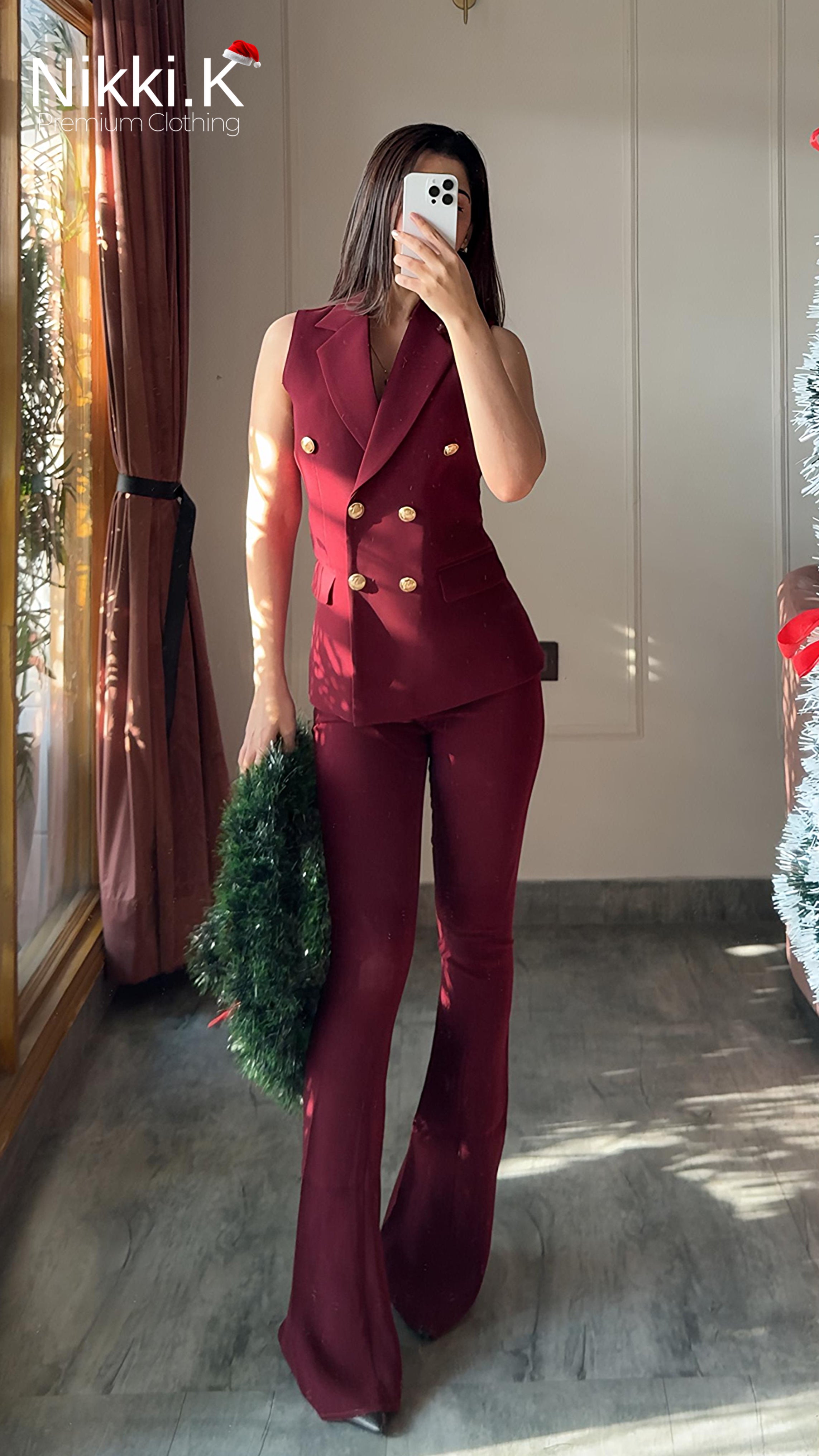 Cherry Red Waistcoat + Sculpted Trousers- Limited Edition